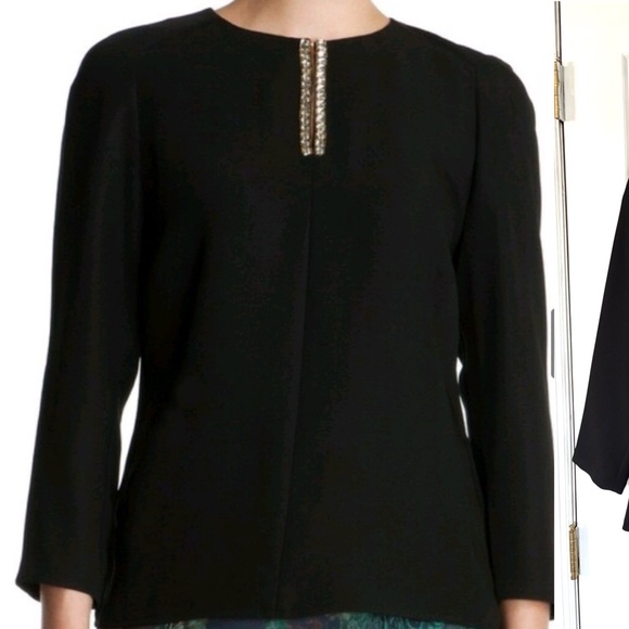 TED BAKER•black 3/4 sleeve stone accent top 3/Medium NWT - Picture 1 of 8